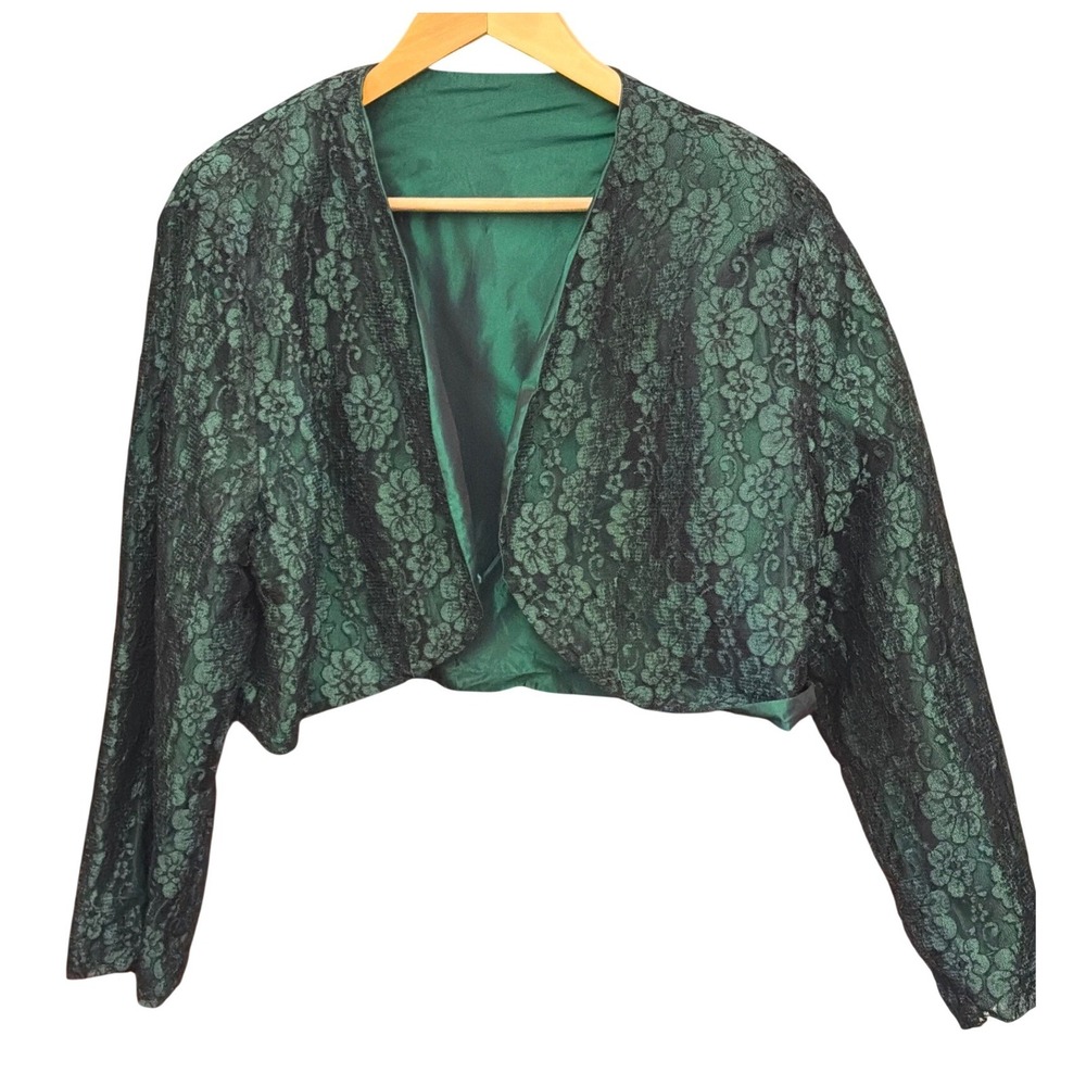 Vintage Emerald Green Lace Bolero Jacket Gothic Victorian Romantic Holiday